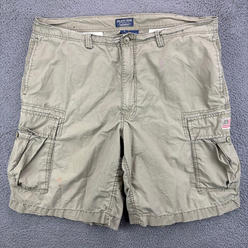 Polo Jeans Co Ralph Lauren Mens Cargo Shorts Olive Green Size 40‎ Cotton Utility